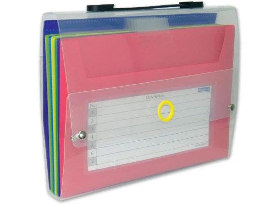 Sliding File With 7 Pockets, Clear Strip Cover